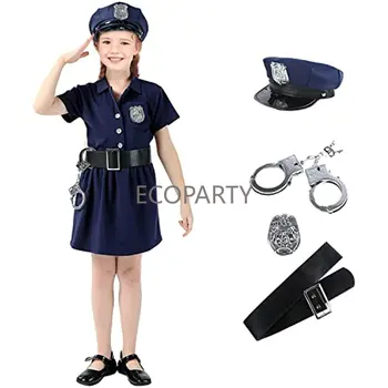 Policijos Kostiumas Vaikams Policijos Vaidmuo Policininkas Suknelė su Policijos Žaisti Priedai Neklaužada Policijos Žaislai Cosplay Fancy Dress Vaikams Mergaitėms