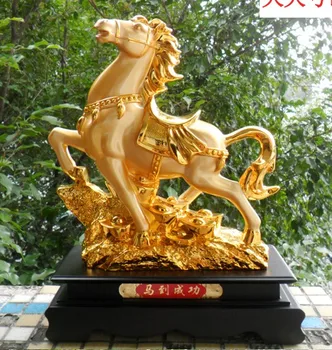 Gyvūnų derva žirgu dekoracija handi Aukso office Pasisekė aukso arklių, Jūs turėsite pinigus ant stalo Rodyti successroom Meno Statula