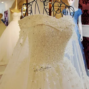 Vestidos de Noiva 2018 M. Derliaus Vestuvių Suknelė, Gėlės Kristalai, Perlai Ilgai Traukinio Nuotakos Suknelės Nėriniai Prabangių Vestuvių Suknelės